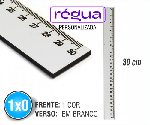 Régua PVC Branca 30cm Personalizada 1 cor