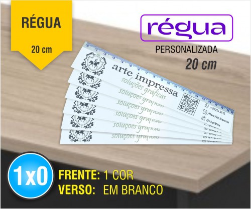 Régua PVC Branca 20cm Personalizada 1 cor