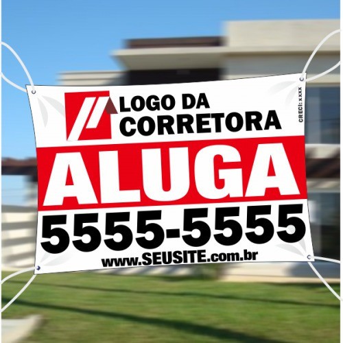 Placa Imobiliária Lona Vinil Com Ilhós Tam.G 50x65cm