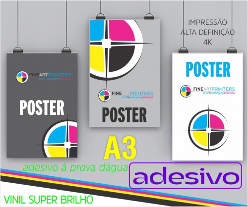 Poster A3 Vinil Adesivo Super Brilho