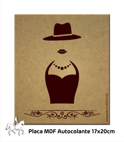 Placa WC Feminino em MDF Autocolante - Linha Vintage 17x20cm