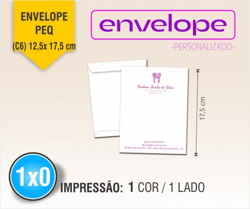 Envelope P Branco Personalizado Tam.P C6 (12,5x17,5cm)